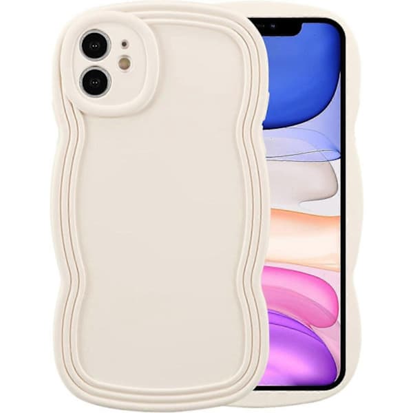 Etui til iPhone 12 6,1 tommer, søtt ensfarget bølget silikonetui støtsikkert