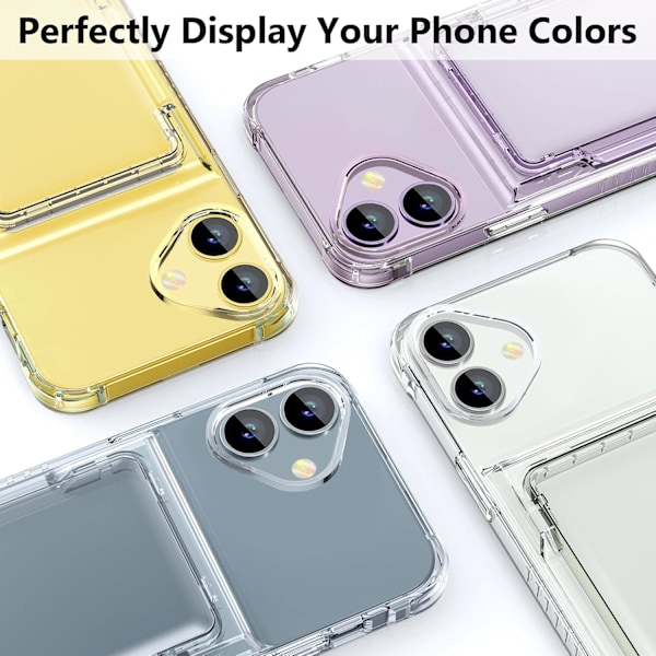 iPhone 16 Plus -kotelo korttipaikalla, läpinäkyvä lompakkokotelo, 2 korttipaikkaa, pehmeä TPU+kova PC-puskuri, iskunkestävä kotelo, läpinäkyvä