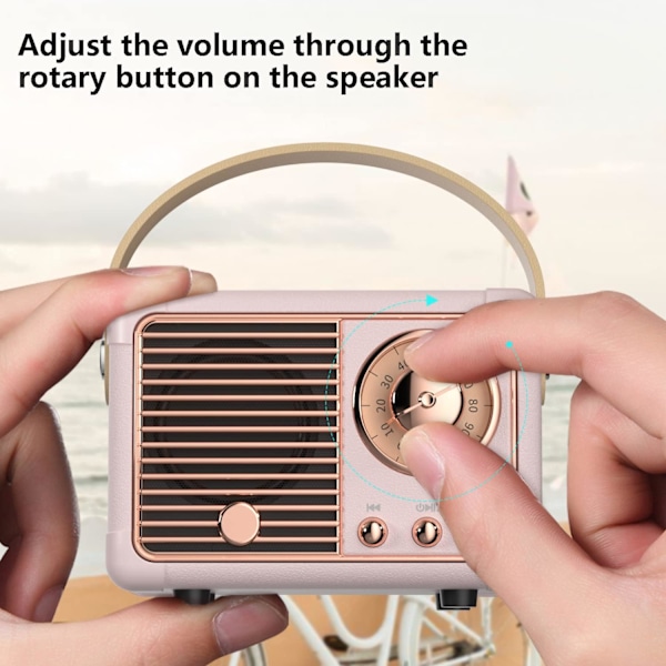 Vintage Retro Bluetooth-högtalare Trådlös Minihögtalare, Blå Högtalare med Kristallklart Stereoljud Rik Bas, Retro Bärbar Högtalare white