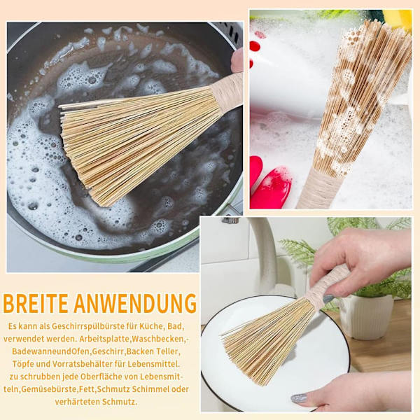 Bambu-wok-harja kahvalla, perinteinen luonnollinen bambu-wok-harja puhdistukseen ja kuorintaan, keittiötyökalut, 24 cm