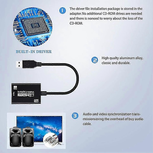 Video O Capture 1080p 30fps Hdmi Till Usb 3.0 Hdmi För
