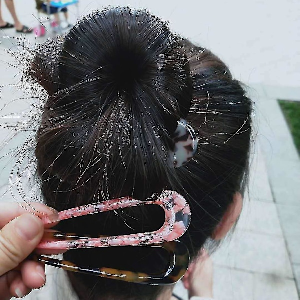 2 kpl Ranskalainen Selluloosa-asetaatti Kilpikonna U-muotoiset Hiustikut Hiustikut 2-piikkinen setti Chignon-neula naisille