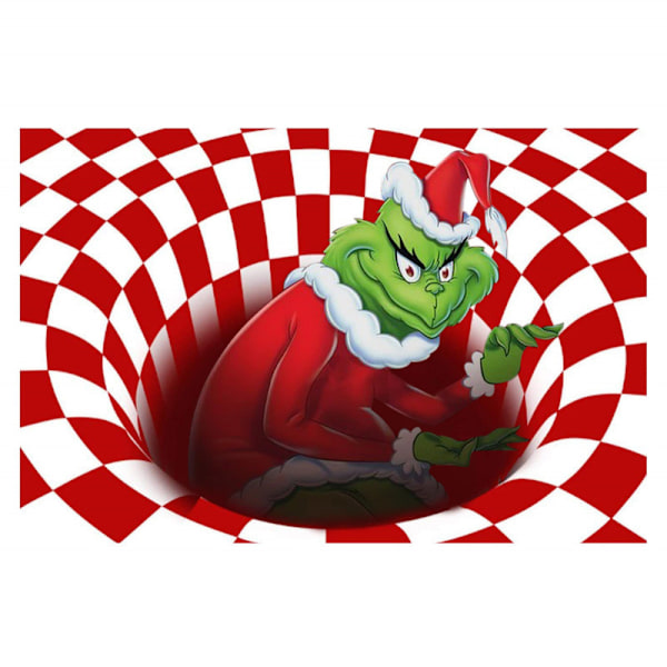 The Grinch Julemåtte Tæppe Skridsikker 3D Illusion Velkommen Dørmåtte Jule Hjemmeindretning Gave