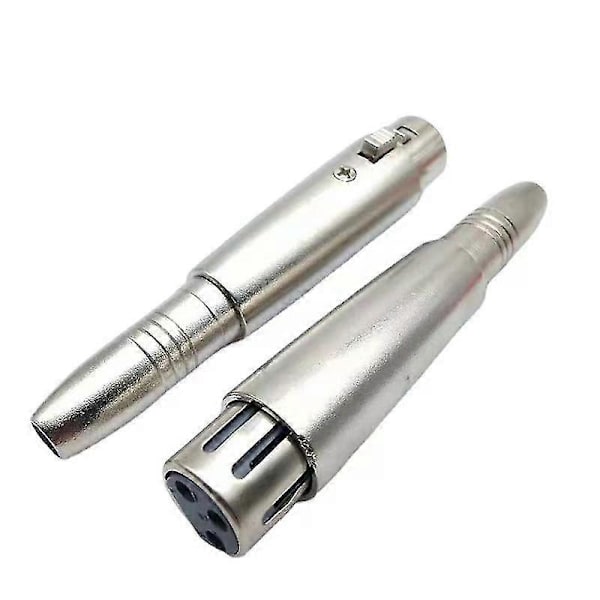 Mono hunplugg sokkel konverteringskontakt stereo lyd mikrofon mikrofonadapter konverter for mikrofon lyd (1 stk, sølv) cy