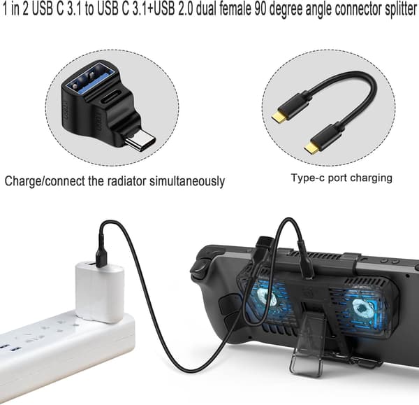 Type-C adapter én til to multifunktionel type-C han til USB hun + type-C hun understøtter samtidig brug