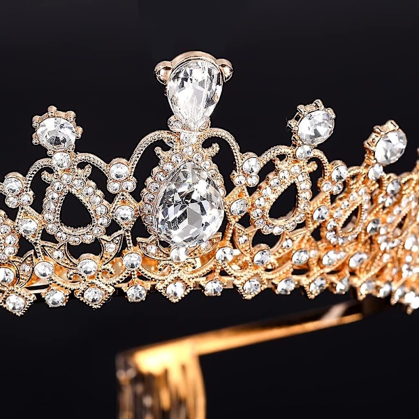 Brudetiara krone med krystalrhinsten og kam - Glamourøst bryllupstilbehør