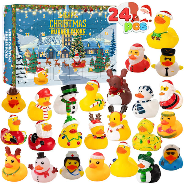 Gummiand Julekalender 2024, Julekalender 2024 Børn, Julekalender And Badelegetøjssæt, Julekalender Med 15 Gummiænder