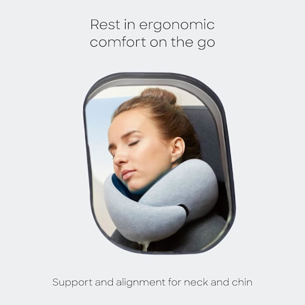 Nackkudde - Premium Resekudde i Memory Foam, 360º Ergonomisk Design, Asymmetriska Sidor, Inkluderar Resväska, Tvättbart Modalöverdrag