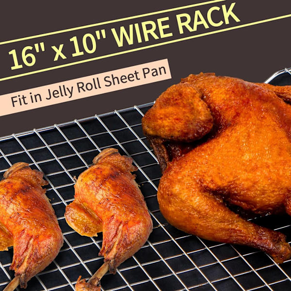 Kylställ för bakning 2-pack, 16x10 tum bakställ, tjock tråd kexställ för matlagning, rostning, grillning, torkning, passar halvplåt