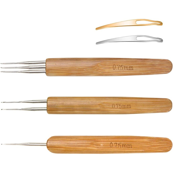 5-pack Dreadlock Virkningskrok-set, Flätat Hår Dreadlocks Nål Vävning Virkning för Flätat Hantverk (0,75 mm) 0.75mm