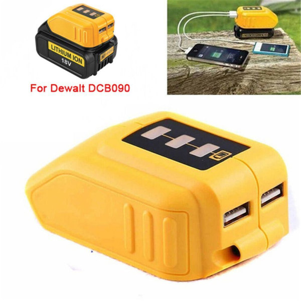 Omvandlare USB Telefonladdare Li-ion batteriadapter 12V/20V För Dewalt DCB090 Yellow