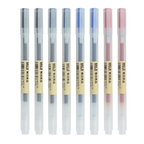 5-pack Mujis Gelpen Svart/röd/blå 0,5 mm bläck Japan Färgpenna Kontor Skola Kulspetspenna Kontorsmaterial