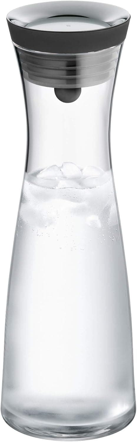 Vandkaraffel, 1,0 L, højde 29 cm, glaskaraffel, silikonelåg, sort