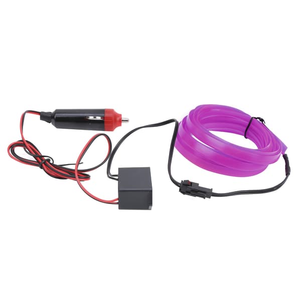 3 meter bilinteriørbelysning Auto LED-stripe sigarettennerkabelrør neonlys lilla