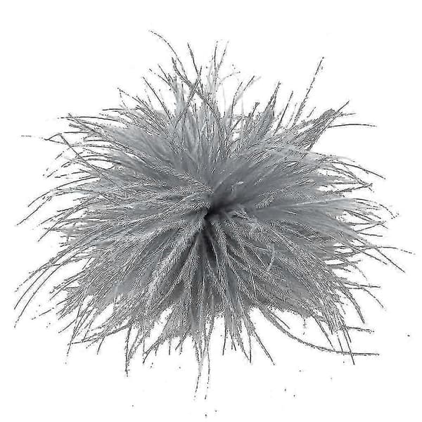 Dekorativ fjerbroche - premium strudsefjer materiale Gray