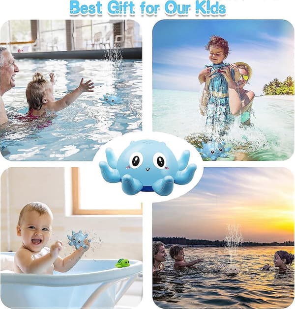 Blått lysende badeleke for babyer, induksjonssprinklerleke for barn, LED-badeleke, badeleke med gummiskilpadde for jenter