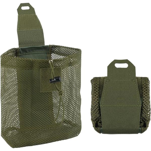 Hopfällbar Nätväska med Dragkedja Multifunktionell Verktygsväska Återvinningsväska Dumpväska för Bälte Väst Ryggsäck Utomhusaktiviteter Army Green