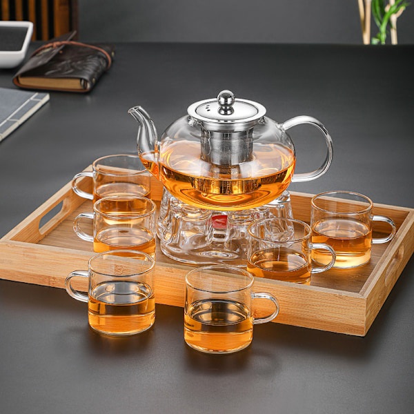 Glastekande med rustfrit stål infuser & låg, Borosilikatglas tekande, der er sikker til komfur, blomstrende & løse teblade tekander, 800 ml