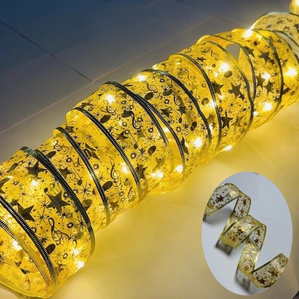 Juletræslys, 16ft/5m 50 LED Juletræs Bånd Vandtætte Fe Lys Juledekorationer Gardinlys Hængende Fe Lys gold