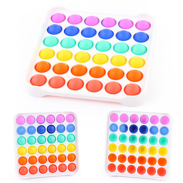 Kvadratisk Regnbåge - Poppet Fidget Leksak, Bubbla Push Pop Fidget Leksak Sensorisk för Stressavlastning Nyhet för Pojkar, Flickor & Vuxna