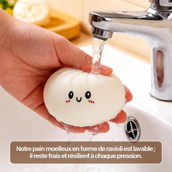 Squishy Dumpling Lysende Stressaflastende Legetøj med Dampboks til Børn/Voksne, Sensorisk Plyslegetøj til Kontor/Hjem (Glittereffekt) (Blå)