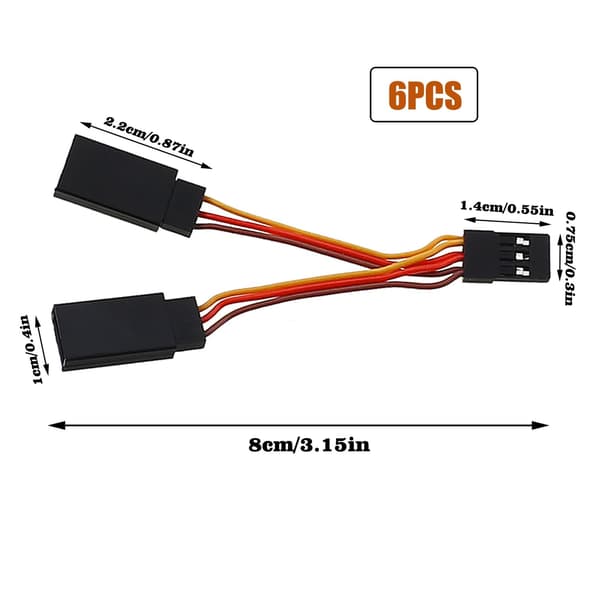 5 JR/Futaba Style Servo 1-til-2 Y-kabel, han til hun forlængerkabel, til RC model fly, 8cm