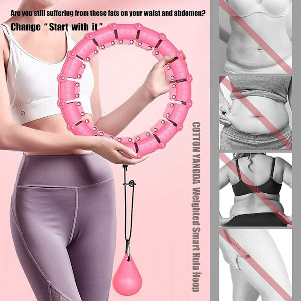 Vægtede Smart Hula Ringe, Vægtet Hula Hoop Med Auto-Spinning Med skydekontakt, Aftagelige Knuder Størrelse Justerbar Smart Hoola Hoop Pink