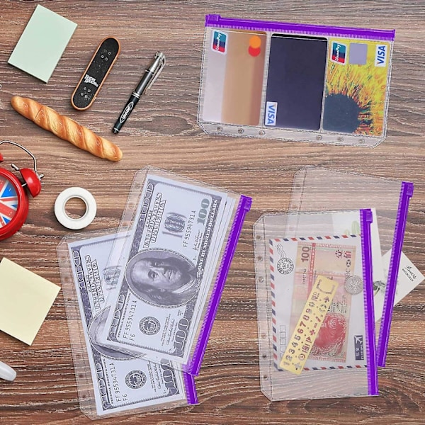 A6 PU Læder Budget Binder - 6 Rings Omslag til Budgetplanlægger (sort) Blue