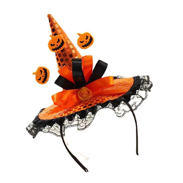 Spöke och pumpa orange paljetter häxhatt Halloween pannband yellow