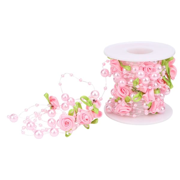 5m/rull Grønt Blad Rose Kunstig Perlesnor Perler Girlander DIY Bryllupsdekorasjon (Rosa)