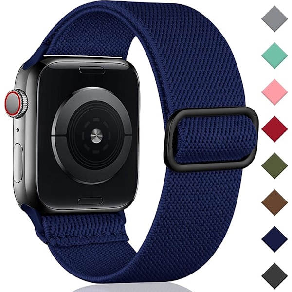 Armband Kompatibelt med Apple Watch Armband 38mm 40mm 41mm 42mm 44mm 45mm 46mm 49mm, Justerbart Stretch Nylon Flätad Sportarmband för iWatch blue 38mm-40mm-41mm