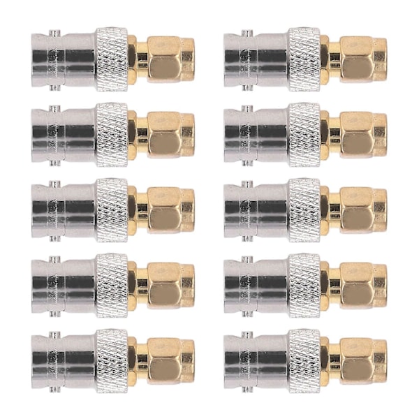 10 stk. RF koaksialkabeladapter BNC hun til SMA han koaksial linjestiksæt