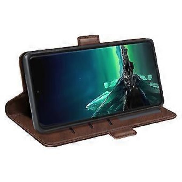 Horisontellt Vändbart Läderfodral För Motorola Edge 40 Neo (Brun)