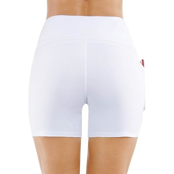 Träningsshorts för damer med hög midja, andningsbara Dolphin Split, elastiska lounge yogashorts vita M