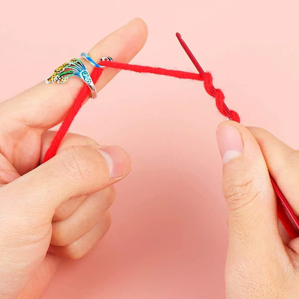 Virka ring, 2 st justerbara krokar, virköglor, justerbar virknål i metall, virkring, virktillbehör för DIY