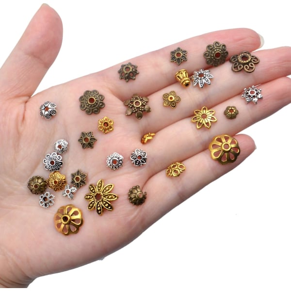 100g Legering Blomster Perlehætter Perlehætte Ender Spacer Perler Smykketilbehør til Smykkefremstilling, Blandede Farver