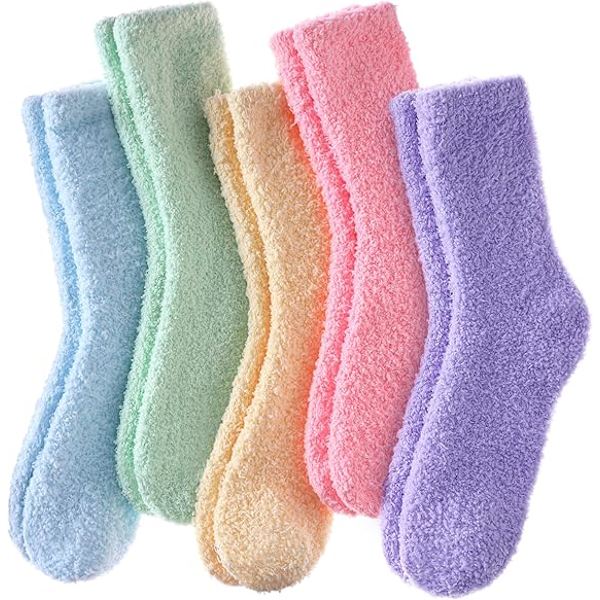 Fuzzystrumpor Dam Fluffy Sovstrumpor Mjuka Mysiga Plysch Hemtofflor Strumpor Släpper Inte Ludd 5 Par