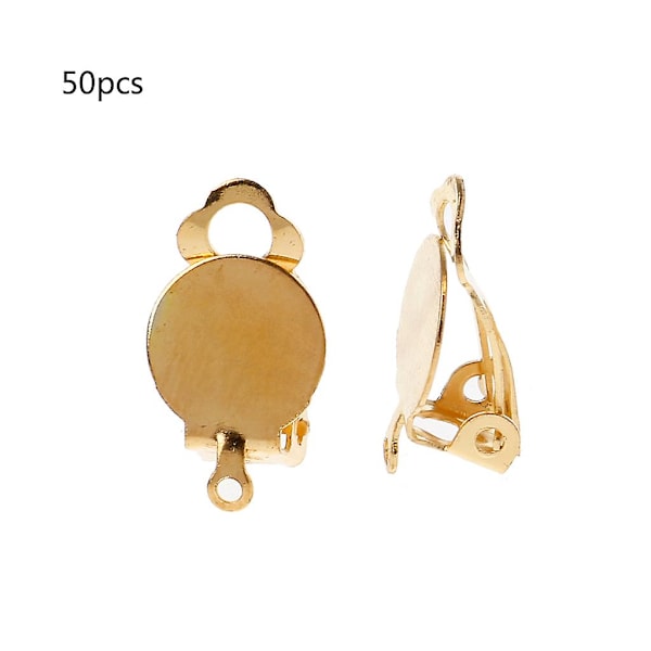 50 st Flat Tray Örhänge Clip Runda Platta Tray Örhänge Clip För Smyckestillverkning gold