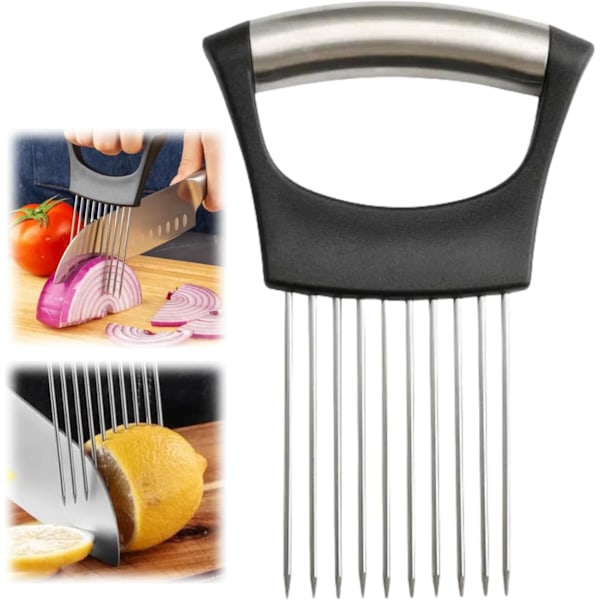Rostfritt Stål Lök Skivhållare, Citron Skärare Grönsaks Cutter, Hackare Skivning Assistent Verktyg för Kött, Lök, Tomat Hem Köksredskap
