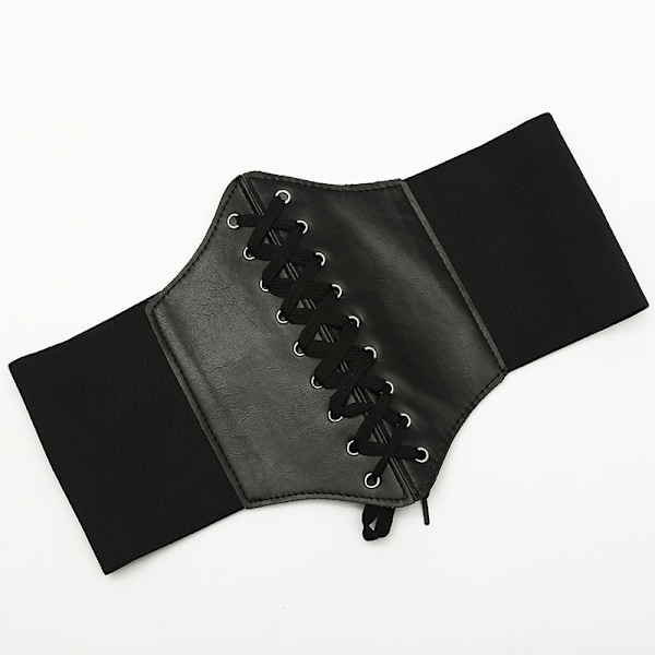 Dame Korset - Justerbare Korsetbælter med Snøre Ærmeløs Stropløs Pu Læder Bustier