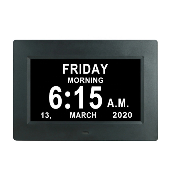 Demens Klocka Alzheimers Klocka Stor Digital Kalender Klocka För Seniorer, Klocka Med Dag Och Datum black
