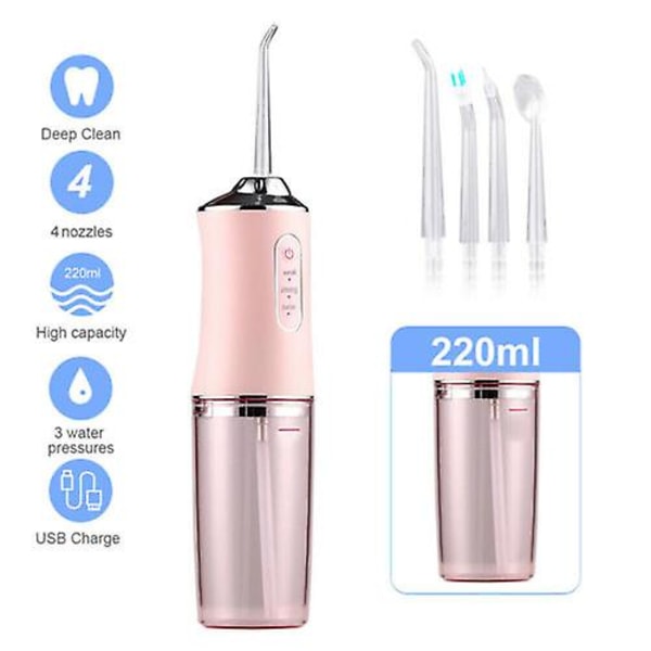 Water Jet Dental Flosser-Electric Oral Irrigator Tand Cleaner pink