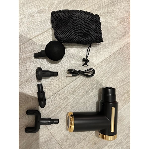Mini Massagepistol för Djupvävnad, 6 Hastigheter Trådlös Handhållen Muskelmassageapparat med 4 Huvuden 1800mAh Batteri & Type-C Laddning