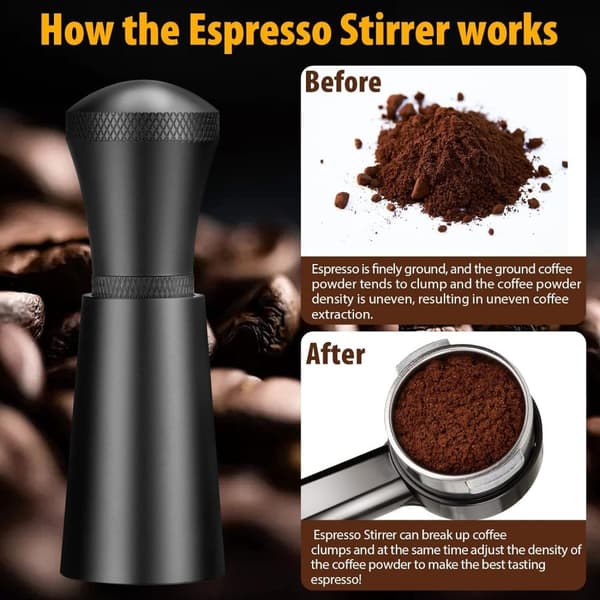 Kaffedistributør i legering med stativ, 0,3 mm tyk rustfri stål 7 nåle værktøj Espresso