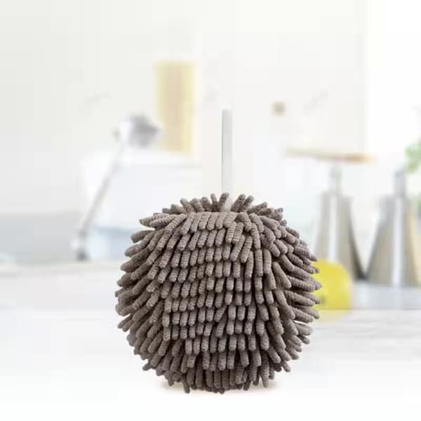 Fuzzy Ball Håndklædesæt med 2 Hvide og Grå