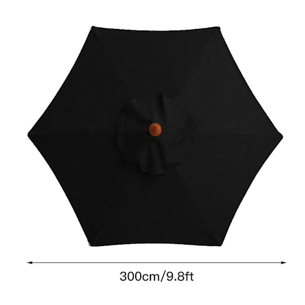3m Paraply Ersättning Tak 6 Ribbor Uteplats Paraply Ersättning Överdrag Utomhus Black