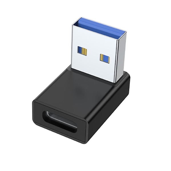 90 Graders USB till USB C Adapter USB3.0 Hane till Typ-C Hona Konverter Laddningsadapter Stödjer Dataöverföring & Laddning Black up