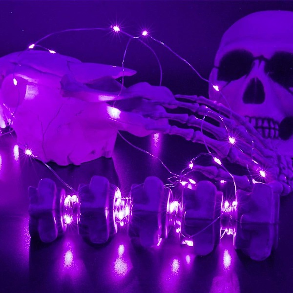 Lilla Halloweenlys, 2 pakker Fairy Lights 16.4Ft 50LED 2 Moduser Halloween Lyslenker Batteridrevet Twinkle Lights for Halloween Dekorasjon