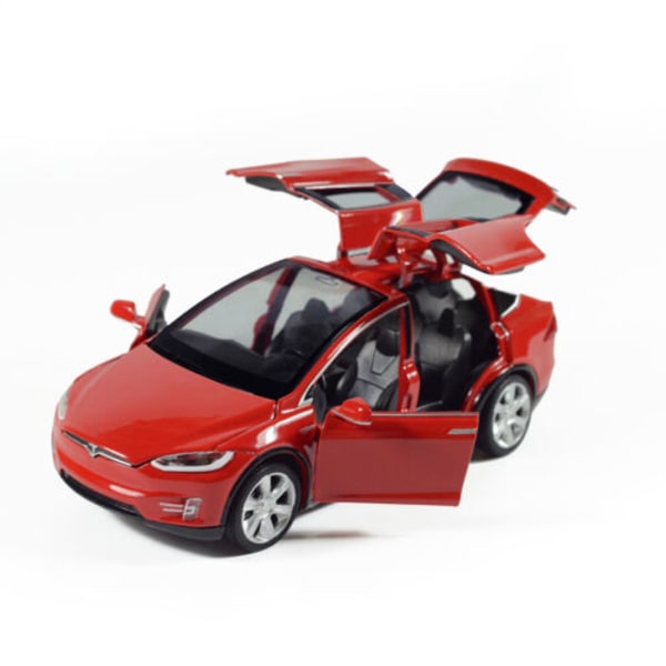 Tesla Model X 90D SUV 1:32 modellbil Auto Diecast leksaksfordon Red