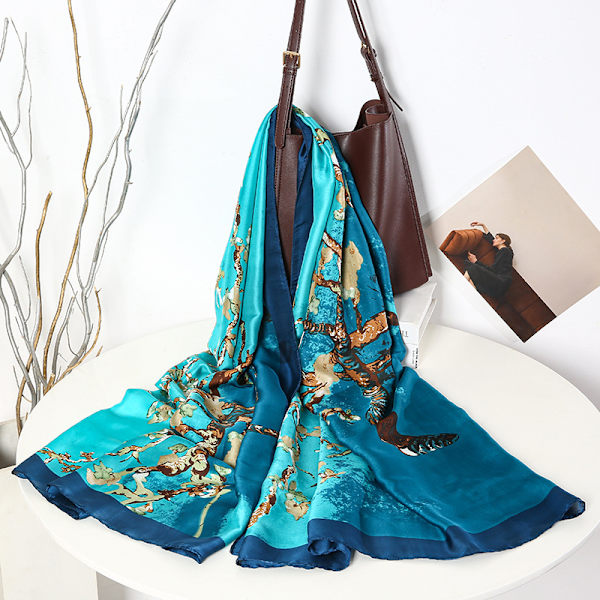 Vårens Kollektion | Designer Silkescarf för Kvinnor | Lätt Halsduk | Sjal | Resa & Present | Mjuk & Len Yta | Storlek - 180cm*90cm